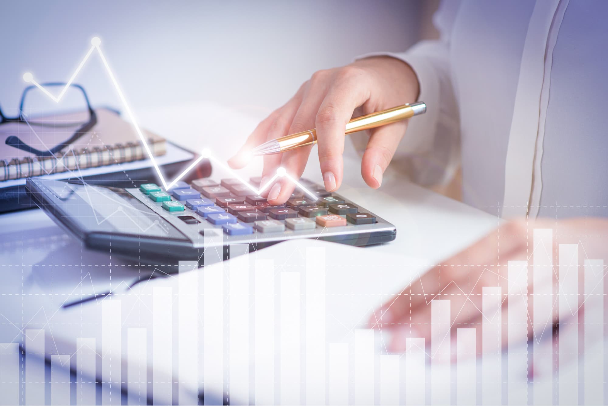 Accounting Image with calculator and a man and graphs